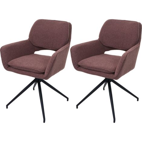 Lot de 2 chaises de salle à manger HWC-N74, chaise de cuisine, pivotante Auto-Return, tissu Bouclé (540g/m²) Oeko-Tex (1/2)