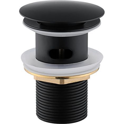 BOED Bonde de lavabo avec trop-Plein Universelle, Bonde clic clac lavabo bonde de vidage Universel G1-1/4 en Acier Inoxydable pour lavabo Salle de Bain Noir