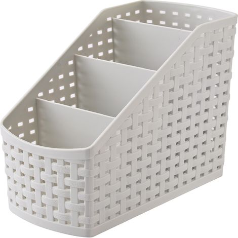 Scatola multifunzionale in PP, 4 griglie, scatola portaoggetti da scrivania, portamatite, portatrucchi, portacosmetici, 1 pz (bianco) (1/5)