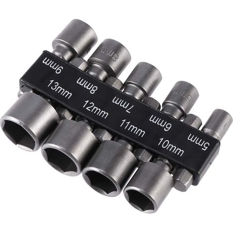 Set mit 9 Zoll-Steckschlüsselbohrern von 5 bis 13 mm mit Schlagmutter für 1/4"-Sechskantschaftbohrer
