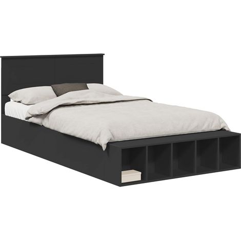 Estructura de cama Negro 135 x 190 cm Madera contrachapada vidaXL