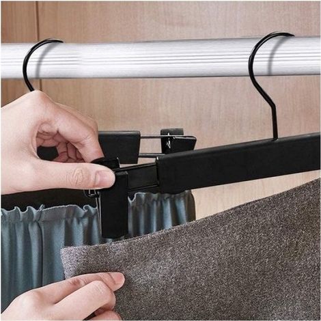 Cintres - Lot de 20 - Portant à vêtements/porte-manteaux/porte-vestes/porte-pantalons - Gain de place - Cintres à pinces réglables (1/5)