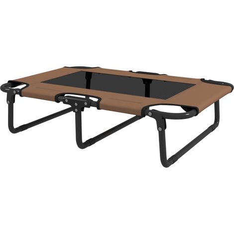 Lit surélevé pliable pour chien, lit extérieur chien avec filet, Oxford café, 75x51x18 cm (1/5)