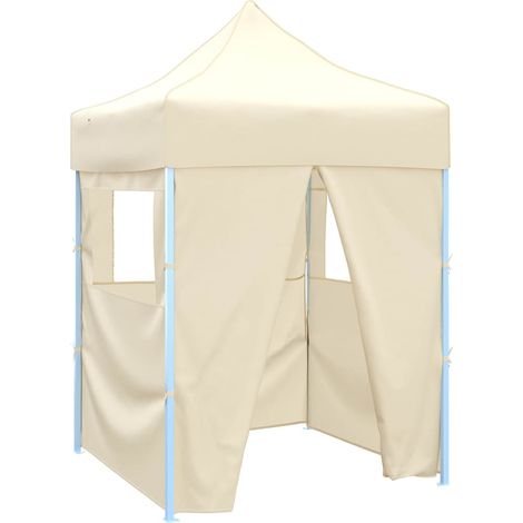 Tente de réception pliable Tonnelle de Jardin - Rapide à Installer avec 4 parois 2x2 m Acier Crème BV898010 - BonneVie (1/5)