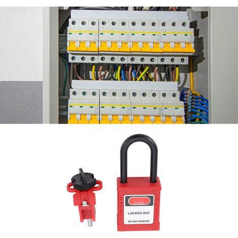 LOTO-Sicherheitsschloss-Set mit Schutzschalter-Blockiervorrichtung, isoliertes Bügelschloss mit Schlüsselverlustschutz, 2 Schlüssel für Ventile und elektrische Geräte (1/5)