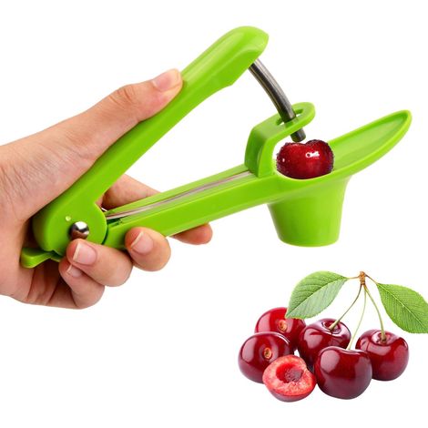Dénoyauteurs De Cerises Avec Pelle Pour Un Maniement d’Une Seule Main, Dénoyauteur à Cerises Et à Olives Outil De Retrait De Fruits Léger, Pour Un Retrait Rapide Des Noyaux Fruits (Vert) (1/5)