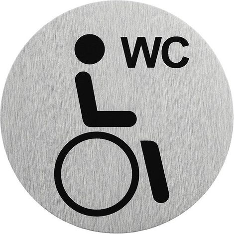 Plaque de porte aluminium "pictogramme toilettes accessibles" Ø75mm