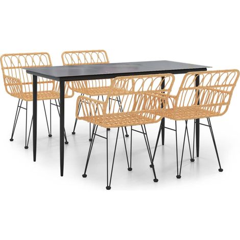 Maison Exclusive - 5-tlg. Garten-Essgruppe Poly Rattan