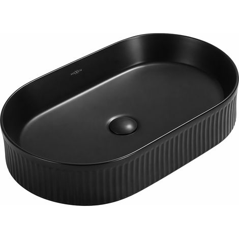 Mexen Grovo lavabo sobre encimera estriado 49 x 31 cm, negro mate - 22304985 (1/2)