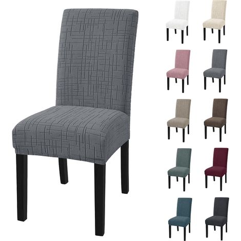 Housses de chaises de restaurant, ensemble de 4 pièces, housses de chaises élastiques, Gris Clair (1/5)