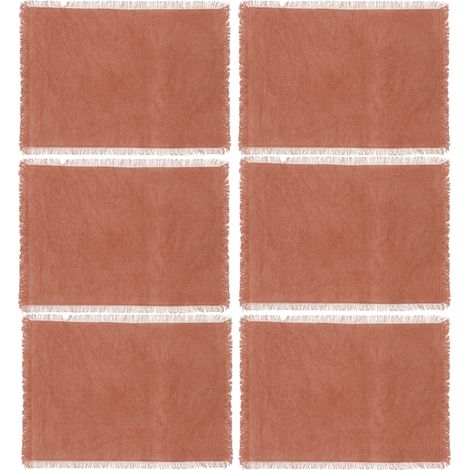 Lot de 6 sets de table en coton avec franges MAHA