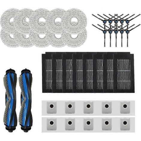 Zubehör kompatibel mit den Staubsaugern ECOVACS T50 OMNI / T50 PRO OMNI und Ecovacs Deebot T50 Max: Hauptbürste, Filter, Reinigungstuch und Staubbeutel.