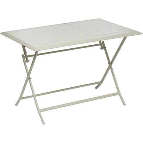 [JAMAIS UTILISE] Table de Jardin Pliante 4 Personnes HESPÉRIDE Azua en Aluminium 110x71cm Argile - 196858 (1/5)