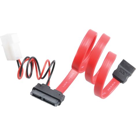 Akasa Câble adaptateur Mini-Sata avec connecteur d'alimentation Molex 4 broches pour lecteur blu-ray Slim