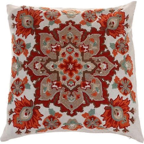 Housse de coussin décorative carrée en lin doux brodé, sans (1/5)