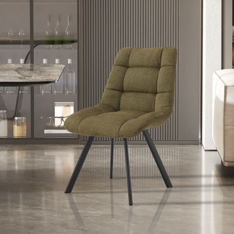 Chaise de salle à manger en tissu vert kaki ZELIE (lot de 2) (1/5)