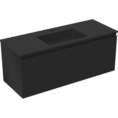 Mexen Rivel armario de baño de 120 cm con lavabo Otis, 1 cajón, ranurado, negro mate - 91A20-12047-1-BF71-W18M71 (1/5)