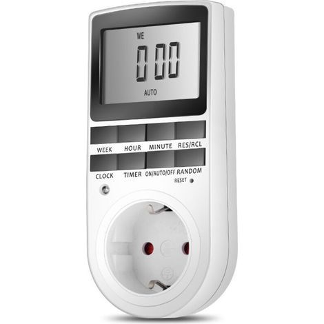Prise Programmable Digitale Minuterie Numérique Hebdomadaire, Écran LCD, Économie d'Énergie (1 Pack)