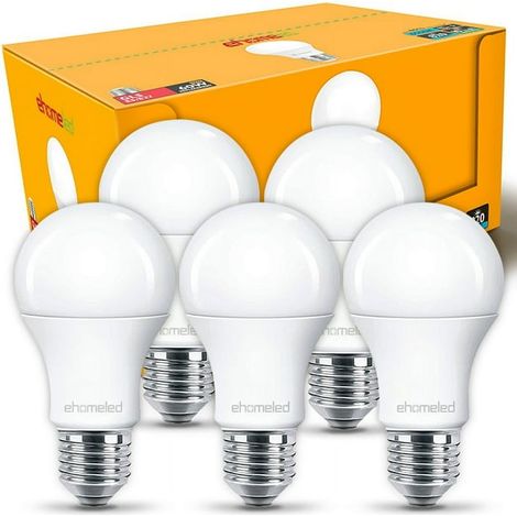 Ampoule LED en aluminium recouvert de plastique de haute qualité 5 pièces [9W]/douille à vis E27, douille à vis e27 super lumineuse domestique ampoule à économie d'énergie lumiè (1/4)