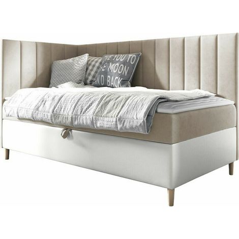 Lit boxspring Lucus, Soft 017 + Fresh 1, Unique, Continental, 80x200, Faux cuir, Tissu, Disponible, 88x208x115cm (1/5)