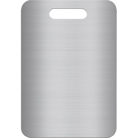 Planche à découper en acier inoxydable 304, double face, sans BPA, idéale pour la viande, le pain, les légumes et les fruits, grande surface de coupe (34 x 23 cm), durable et hygiénique (1/4)
