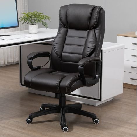 Silla de oficina ergonómica con masaje vibratorio, respaldo alto, negra, OKWISH (1/5)