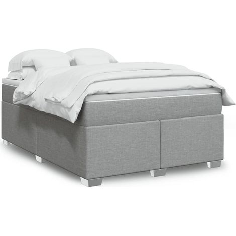 Boxspringbett mit Matratze Hellgrau 160x200 cm Stoff