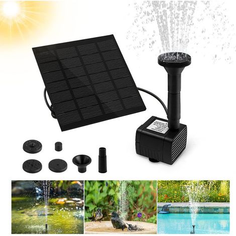 Solar Fountain, 1.2W Solar Powered Outdoor Garden Fountain with 4 Different Nozzles, Round Floating Outdoor Fountain for Pond or Garden Decoration (1/5)