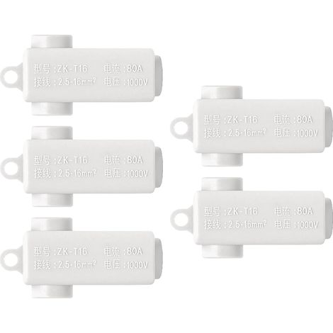5 Pièces Séparateur de Fil en T, ZK-T16 Borne de Raccordement 2.5-16mm², 1000V 80A Bornier Electrique, pour Lampe, Interrupteur et Compteur d'Électricité (1/5)