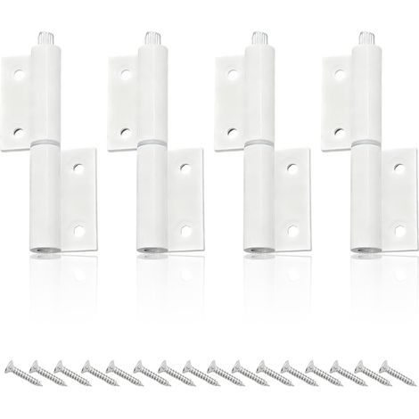 Cuatro pares de bisagras blancas para puertas, fabricadas en aleación de aluminio de alta resistencia, aptas para puertas, armarios y ventanas (1/5)