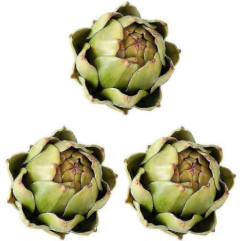 Lot de 3 grands artichauts verts artificiels - Légumes et fruits artificiels pour la décoration de la cuisine (1/5)