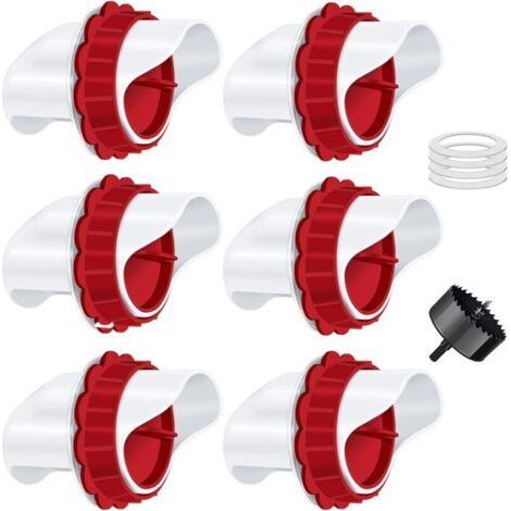 Mangeoire Poules, Mangeoire Poule Automatique, 6 Ports DIY Mangeoire à volaille Gravité Kit pour Seaux Tonneaux Bacs (1/4)