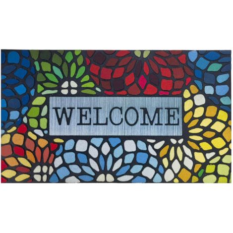 Tapis d'Entrée Extérieur Coloré - 50 x 80 cm - Résistant Antidérapant Dos Caoutchouc (1/5)