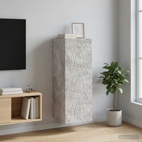 vidaXL Mobiletto a muro Grigio Cemento 33 x 34,5 x 90 cm (1/5)