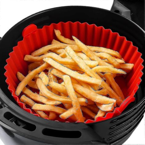 Silikon-Einsatz für Heißluftfritteuse – Zubehör für Heißluftfritteusen – Ersatz für brennbares Backpapier – Kein Reinigen der Heißluftfritteuse nötig – weiß (1/5)