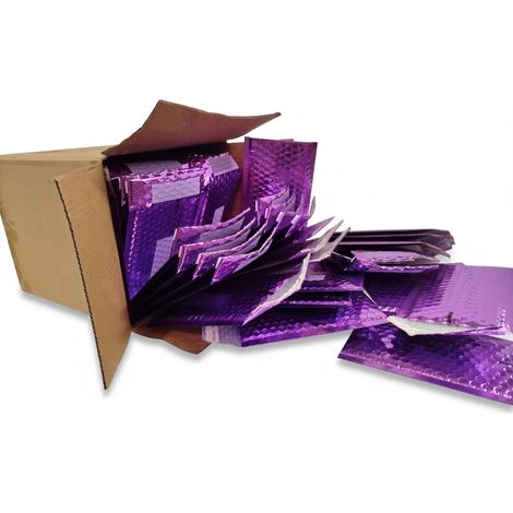 Lot de 400 - OFFICE DEPOT - Enveloppes bulles métallisées - Format B00 Violet brillant - Protection matelassée et fermeture adhésive - Neuf - Voir photos (1/5)