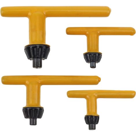 Lot de 4 Clés de Mandrin Universel en Forme de T Clés de Forage en Acier de 4 Tailles de 6mm 10mm 13mm 16mm pour Perceuse Électrique et Serrage de Perceuse - Jaune (1/5)