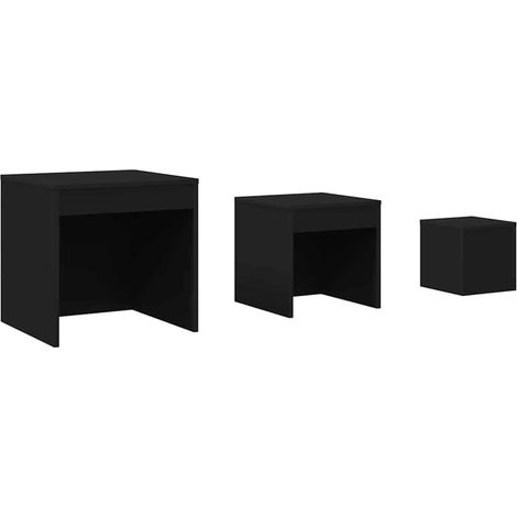 Maison Exclusive - Tables gigognes 3 pcs Noir Aggloméré (1/5)