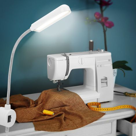 Lampe de bureau/maison à LED tactile pour machine à coudre/tatouage, col de cygne, avec interrupteur magnétique et base magnétique (prise 90-265VEU). (1/5)