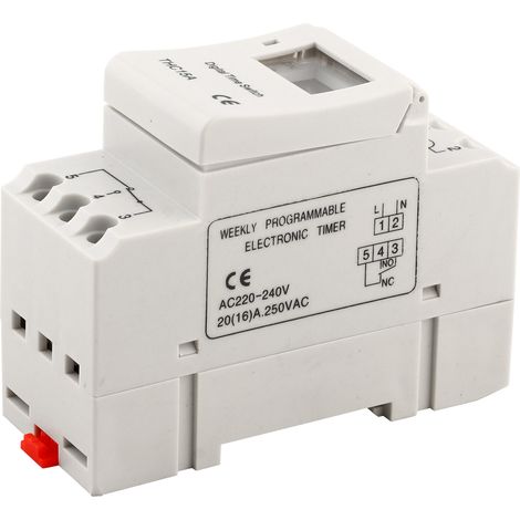 Minuterie programmable numérique THC15A 220-240 V CA 20 A sur rail DIN (1/5)