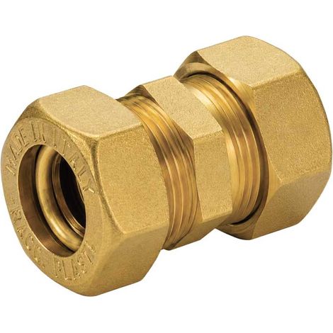 RACCORDO DIRITTO DOPPIO A COMPRESSIONE O-RING PER TUBO RAME APE Ø28 mm