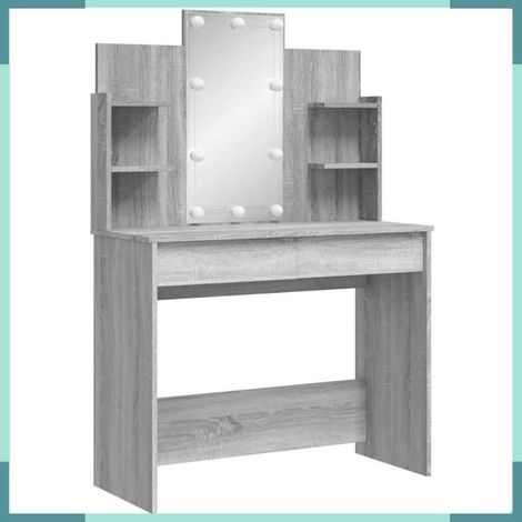 837898 Coiffeuse avec lumières LED sonoma gris 96x40x142 cm (1/5)