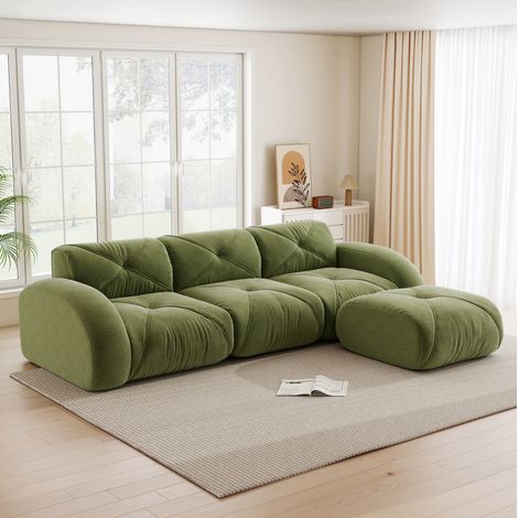 Modulares Sofa Chenille Grün wohnzimmerfreundlich OKMYHOME (1/5)