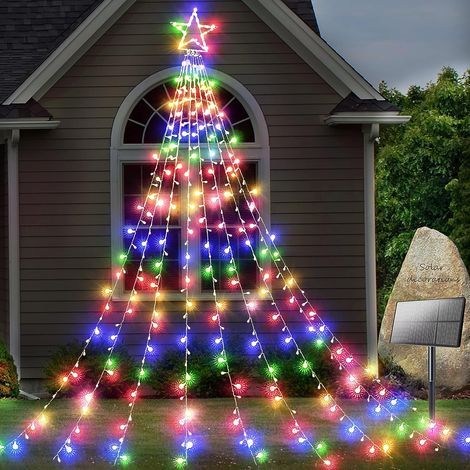 décoration de Noël Décorations de jardin solaires Star Lights 344 LED 8 Modes Extérieures étanches à l'eau solaires Jardin Star Lights pour Noël Fête de mariage Mur Décoratif Twinkle String Lights (Mu (1/5)