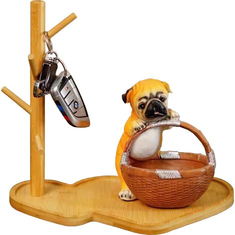 Panier Décoratif Chien + Cadre Cœur Bois, Support Clés Entrée, Meuble Rangement Créatif pour Salon, Décoration Intérieure (1/4)
