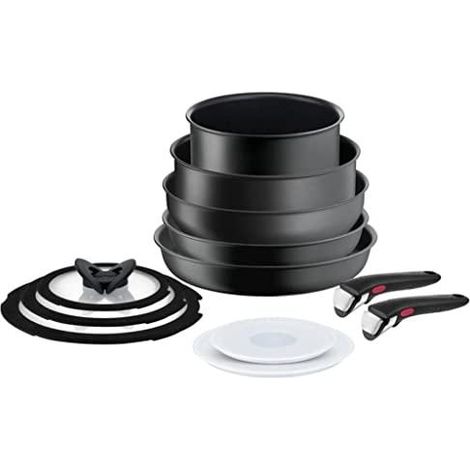 Set di pentole e padelle Tefal nero 12 pezzi