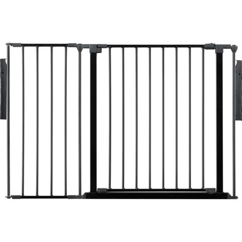 Safetots Premium Multi Panel Room Divider, up to 115cm Wide, Black, 70cm Tall, Flexible Barrier with Door for Baby and Toddler