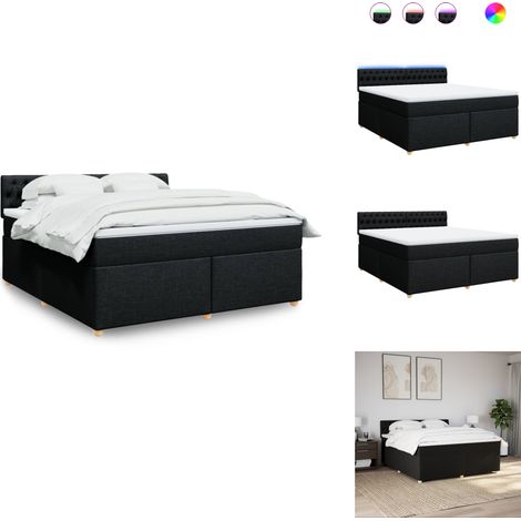 Sommier à lattes de lit avec matelas Noir 180x200 cm Tissu - Sommier À Lattes De Lit - Sommiers À Lattes De Lit - Lit - Meuble De Chambre À Coucher (1/5)