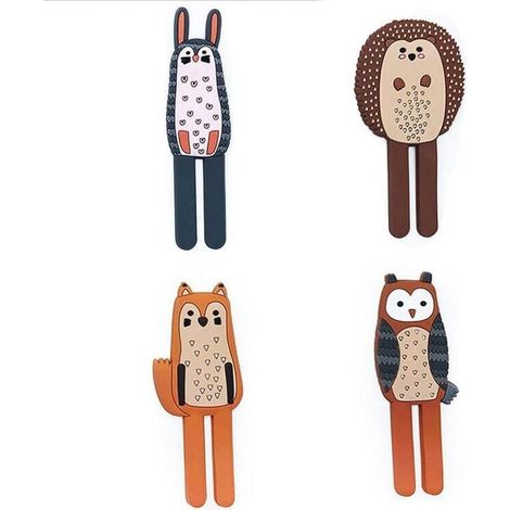 Lot de 4 crochets magnétiques en forme d'animal pour réfrigérateur. tableau blanc et toute surface magnétique (couleurs mélangées) (1/5)