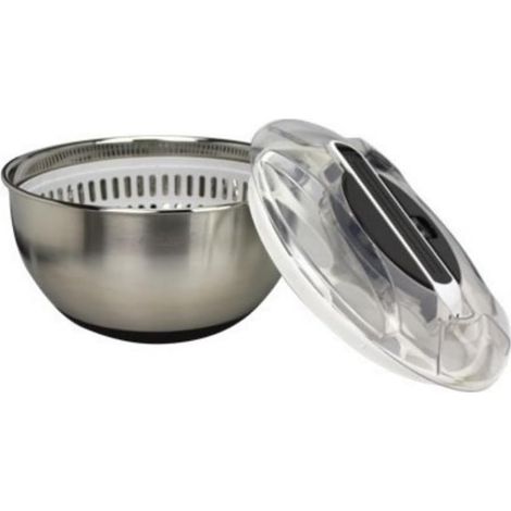 1 Essoreuse À Salade,Piston Inox,Système Frein,Saladier 28,5cm,Cuisine Quotidienne